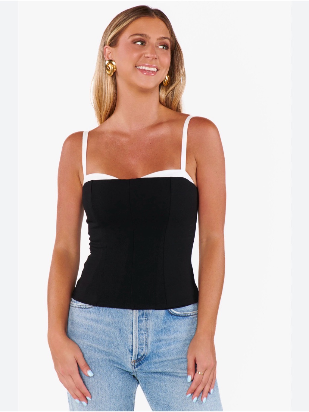 Show Me Your Mumublack And White Bustier Tank Top With Slim Straps